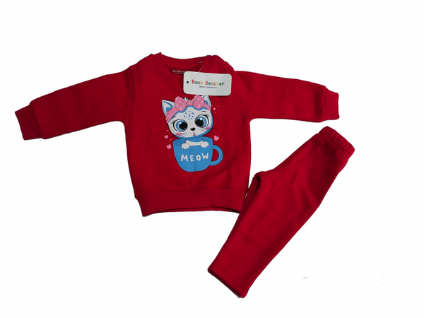 Meow Fleece suit-Red