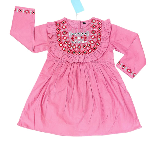 Pink  kotrai fabric Frock