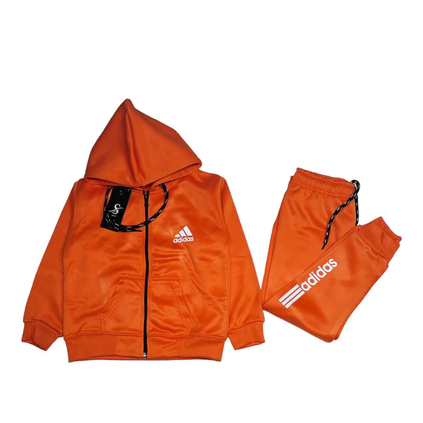 Orange Adidas Dry Fit Fleece Suit